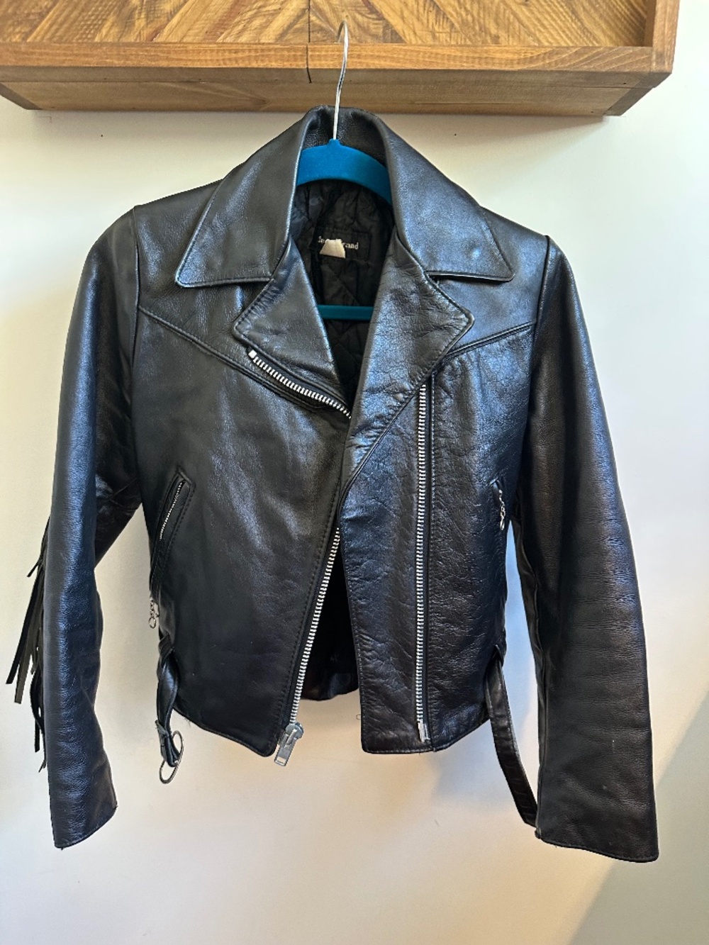 Vintage fringe leather biker jacket